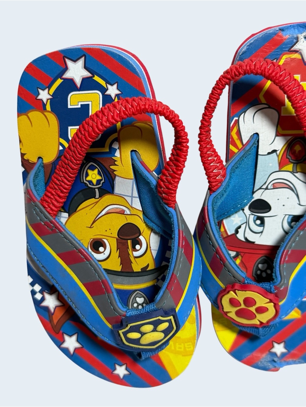 Toddler Size 5-6 Paw Patrol Red & Blue Character Flip Flop Sandals LIKE NEW!